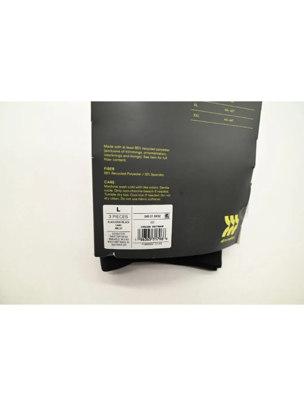 NIP All In Motion Lot Of 2 3 Pack Mesh Panel Boxer Briefs Sz L Black Gray